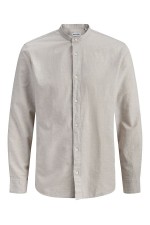 JJEBREEZE LINEN BLEND BAND SHIRT L/S SN - ΜΠΕΖ