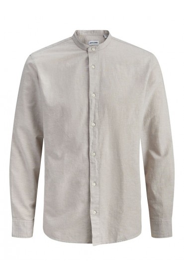 JJEBREEZE LINEN BLEND BAND SHIRT L/S SN - ΜΠΕΖ