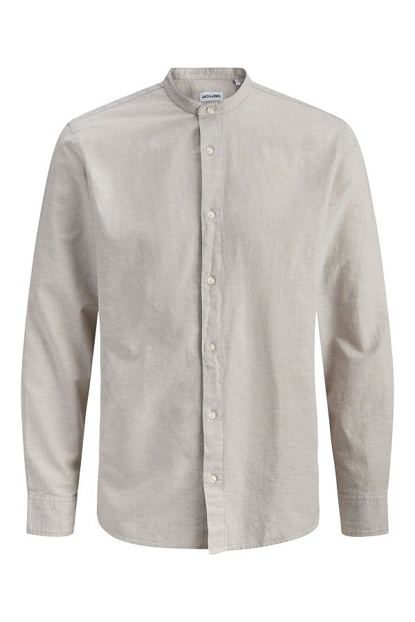 JJEBREEZE LINEN BLEND BAND SHIRT L/S SN - ΜΠΕΖ