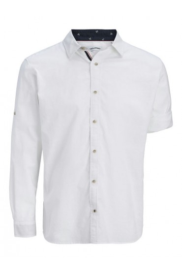 JJHENRY SLUB DETAIL SHIRT LS - ΛΕΥΚΟ