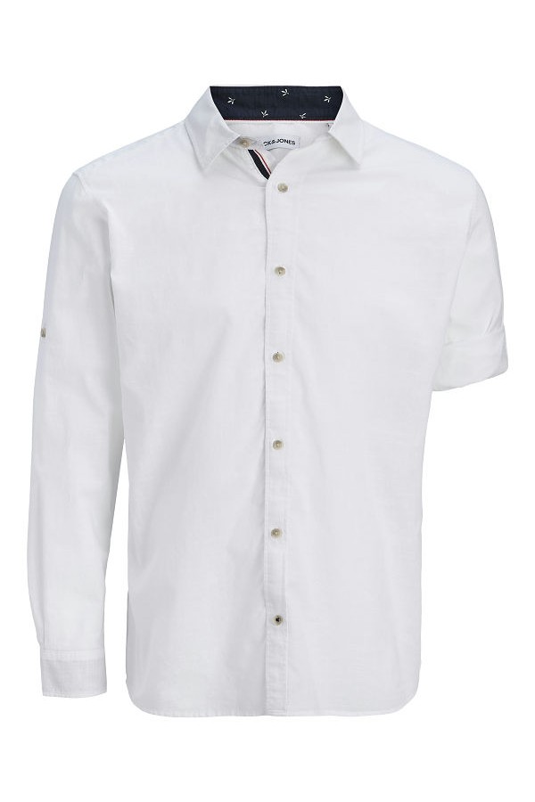 JJHENRY SLUB DETAIL SHIRT LS - ΛΕΥΚΟ