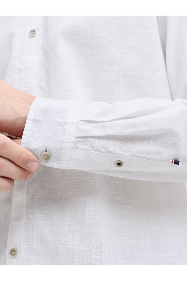 JJHENRY SLUB DETAIL SHIRT LS - ΛΕΥΚΟ