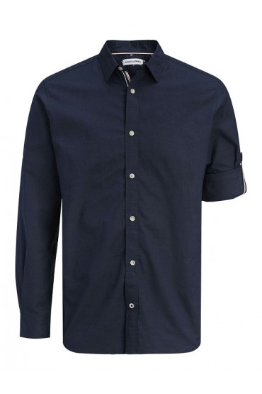 JJHENRY SLUB DETAIL SHIRT LS - ΜΠΛΕ