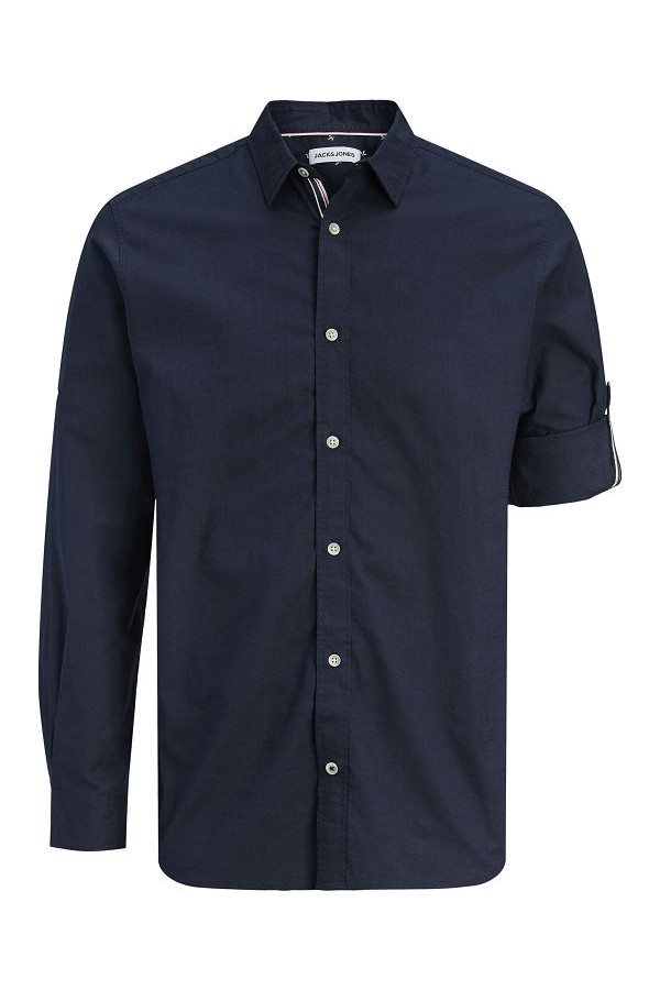 JJHENRY SLUB DETAIL SHIRT LS - ΜΠΛΕ