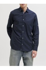 JJHENRY SLUB DETAIL SHIRT LS - ΜΠΛΕ