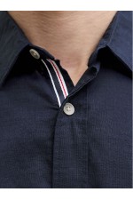 JJHENRY SLUB DETAIL SHIRT LS - ΜΠΛΕ