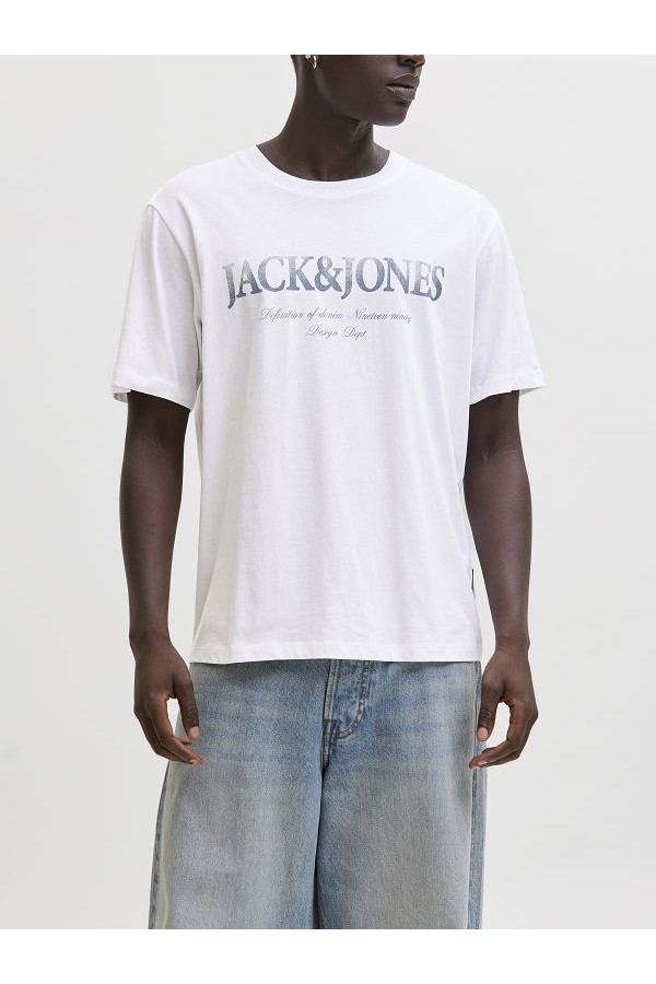 JJDEVIN DAYTONA PRINT TEE SS CREW LN - ΛΕΥΚΟ