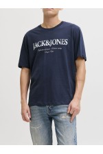 JJDEVIN DAYTONA PRINT TEE SS CREW LN - ΜΠΛΕ