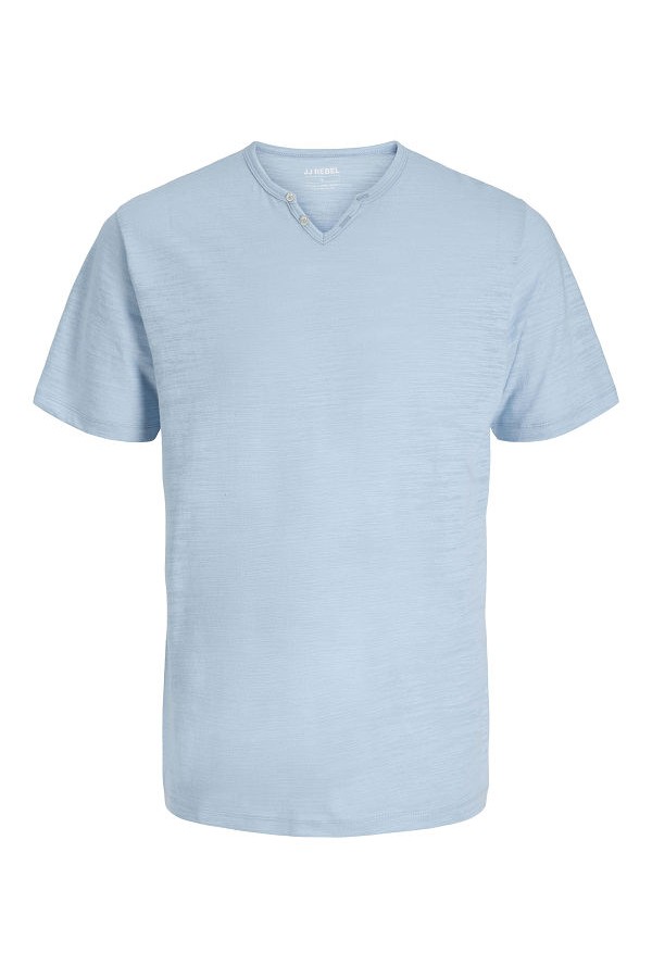 JREBWINDOM SPLIT NECK SS TEE - ΜΠΛΕ ΑΝΟΙΧΤΟ
