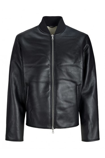 JCOFADE PU BOMBER JACKET - ΜΑΥΡΟ