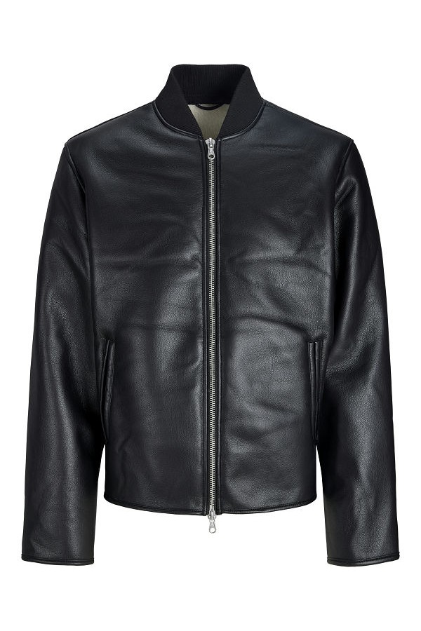 JCOFADE PU BOMBER JACKET - ΜΑΥΡΟ
