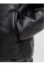 JCOFADE PU BOMBER JACKET - ΜΑΥΡΟ