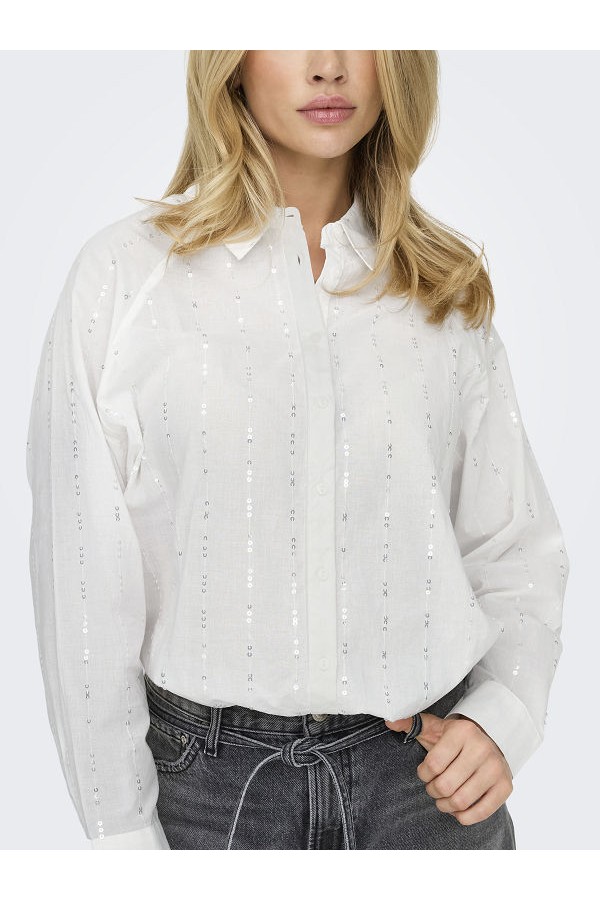 ONLMINNA GRACE LS DETAIL SHIRT WVN - ΛΕΥΚΟ
