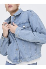 ONLHARPER LS BOXY DNM JKT SIK - ΜΠΛΕ ΑΝΟΙΧΤΟ