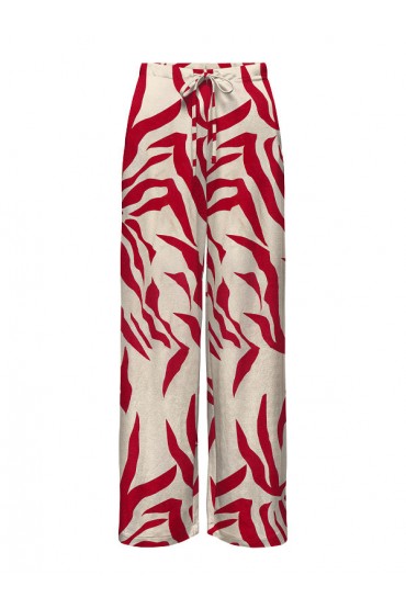 ONLSAKURA LOOSE PULL UP PANTS WVN - ΚΟΚΚΙΝΟ
