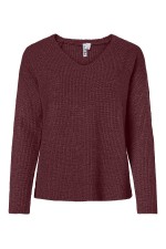 PCELLEN LS V-NECK KNIT NOOS BC - ΜΠΟΡΝΤΩ