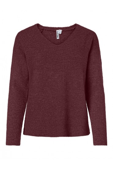 PCELLEN LS V-NECK KNIT NOOS BC - ΜΠΟΡΝΤΩ