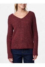 PCELLEN LS V-NECK KNIT NOOS BC - ΜΠΟΡΝΤΩ