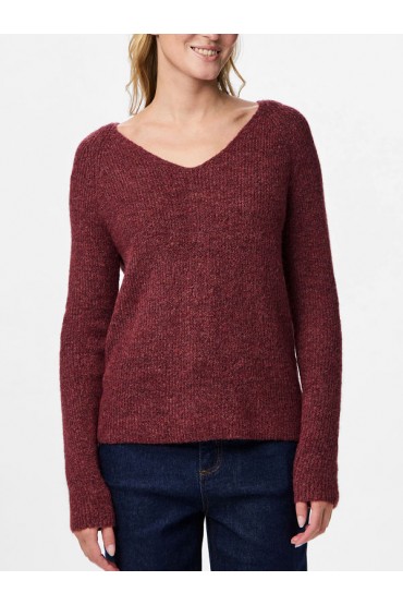 PCELLEN LS V-NECK KNIT NOOS BC - ΜΠΟΡΝΤΩ