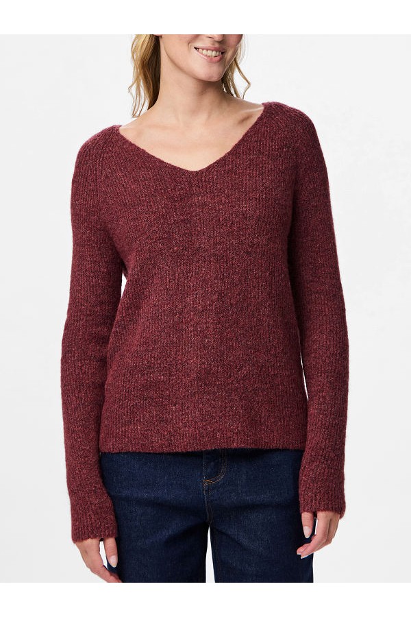 PCELLEN LS V-NECK KNIT NOOS BC - ΜΠΟΡΝΤΩ