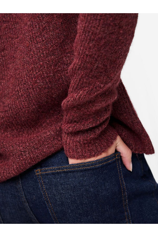 PCELLEN LS V-NECK KNIT NOOS BC - ΜΠΟΡΝΤΩ