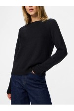 PCJULIANA LS O-NECK KNIT NOOS BC - ΜΑΥΡΟ