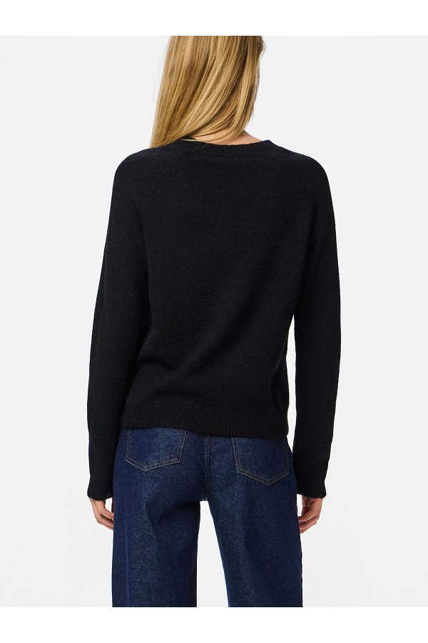 PCJULIANA LS O-NECK KNIT NOOS BC - ΜΑΥΡΟ