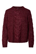 PCNINA LS O-NECK KNIT NOOS BC - ΜΠΟΡΝΤΩ
