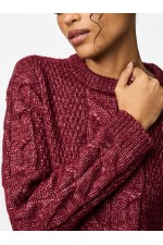 PCNINA LS O-NECK KNIT NOOS BC - ΜΠΟΡΝΤΩ
