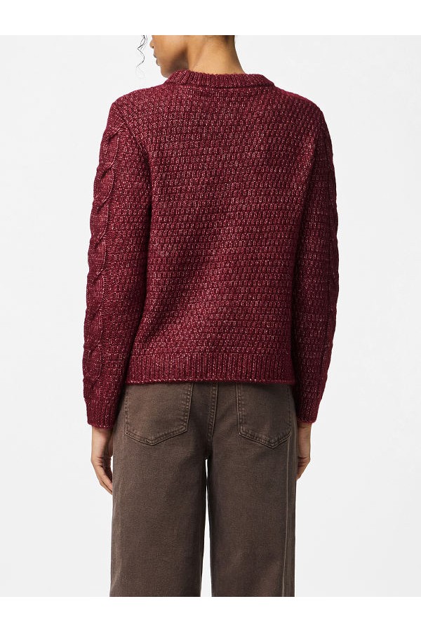 PCNINA LS O-NECK KNIT NOOS BC - ΜΠΟΡΝΤΩ