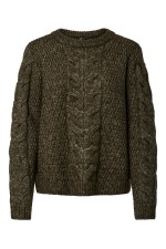 PCNINA LS O-NECK KNIT NOOS BC - ΧΑΚΙ