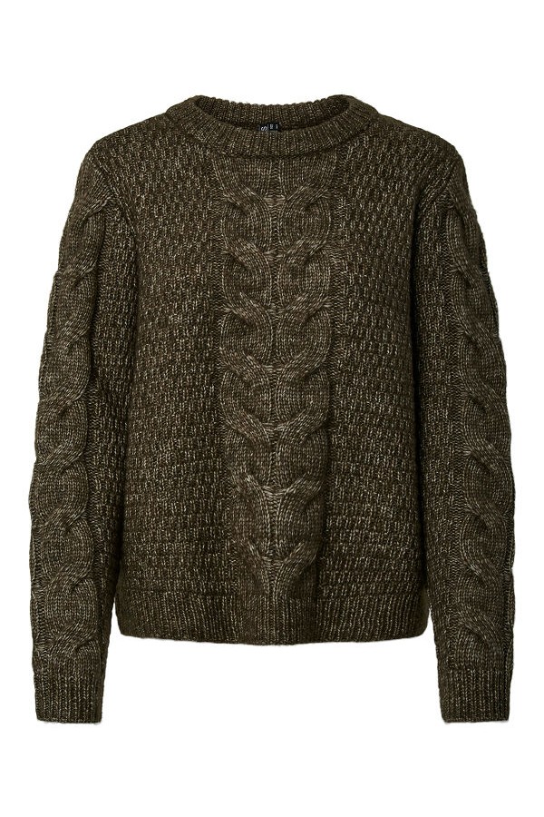 PCNINA LS O-NECK KNIT NOOS BC - ΧΑΚΙ