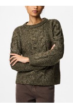 PCNINA LS O-NECK KNIT NOOS BC - ΧΑΚΙ