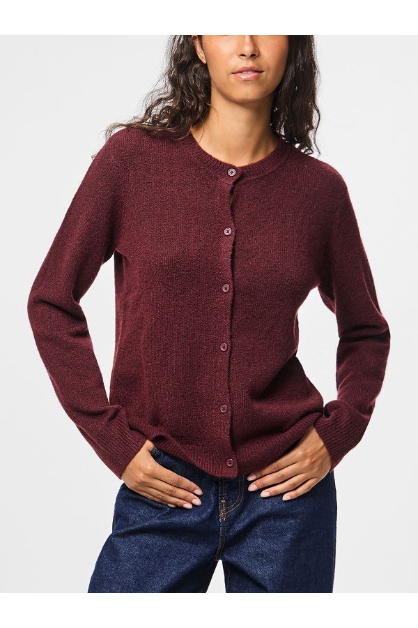 PCMALOU LS KNIT CARDIGAN NOOS BC - ΜΠΟΡΝΤΩ