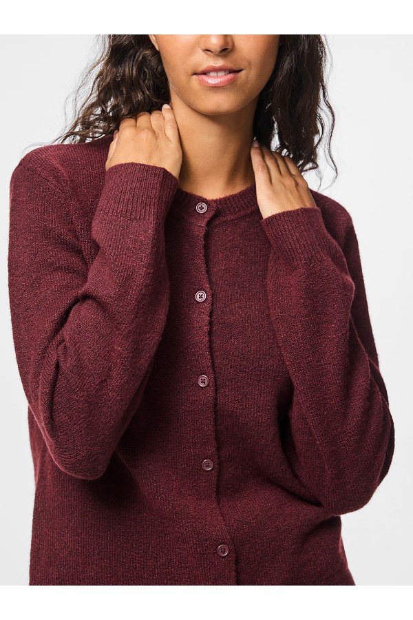 PCMALOU LS KNIT CARDIGAN NOOS BC - ΜΠΟΡΝΤΩ