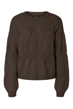 PCJENNA LS O-NECK CABLE KNIT NOOS BC - ΚΑΦΕ
