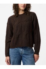 PCJENNA LS O-NECK CABLE KNIT NOOS BC - ΚΑΦΕ