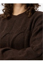 PCJENNA LS O-NECK CABLE KNIT NOOS BC - ΚΑΦΕ