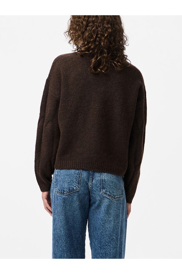 PCJENNA LS O-NECK CABLE KNIT NOOS BC - ΚΑΦΕ