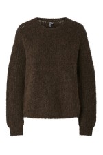 PCCLEO LS O-NECK CHUNKY KNIT NOOS BC - ΚΑΦΕ