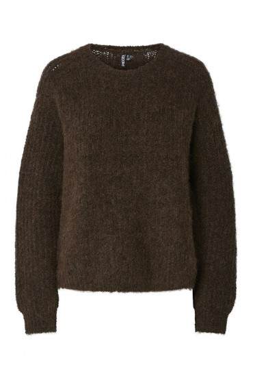 PCCLEO LS O-NECK CHUNKY KNIT NOOS BC - ΚΑΦΕ