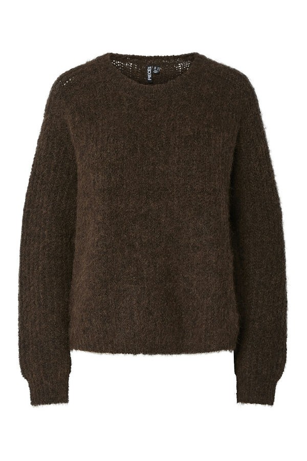PCCLEO LS O-NECK CHUNKY KNIT NOOS BC - ΚΑΦΕ