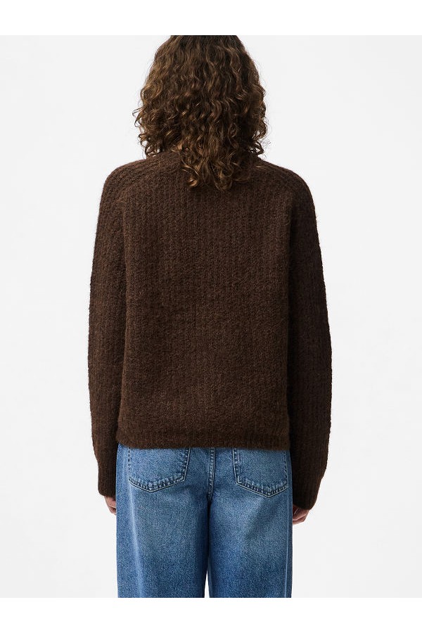 PCCLEO LS O-NECK CHUNKY KNIT NOOS BC - ΚΑΦΕ