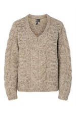 PCNINA LS V-NECK KNIT NOOS BC - ΜΠΕΖ