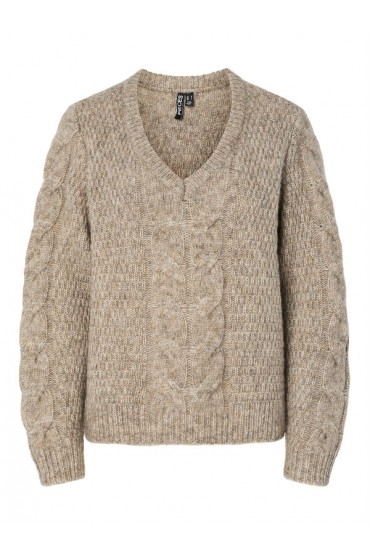 PCNINA LS V-NECK KNIT NOOS BC - ΜΠΕΖ