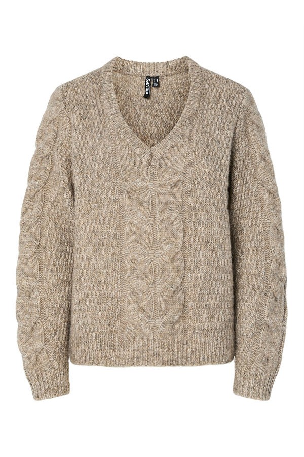 PCNINA LS V-NECK KNIT NOOS BC - ΜΠΕΖ