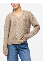 PCNINA LS V-NECK KNIT NOOS BC - ΜΠΕΖ