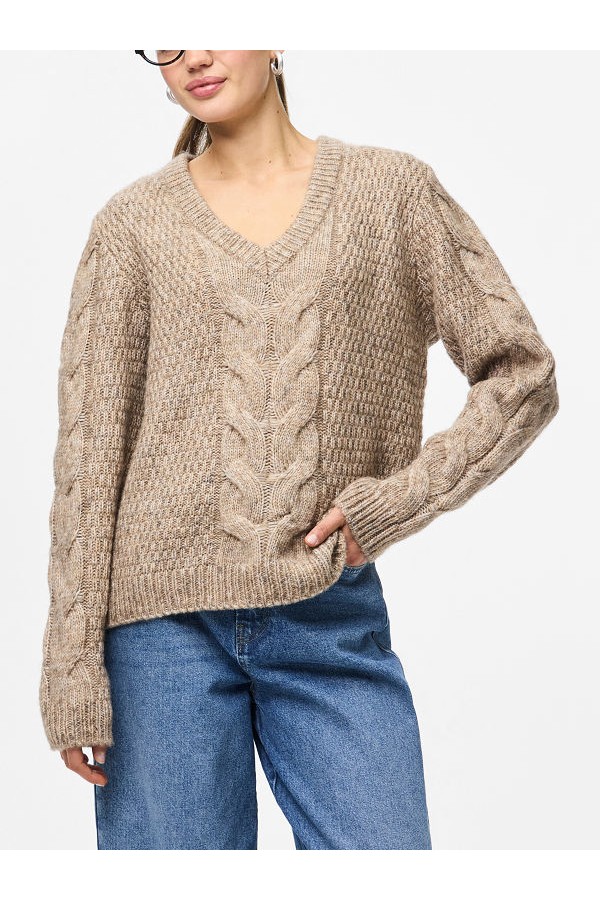 PCNINA LS V-NECK KNIT NOOS BC - ΜΠΕΖ