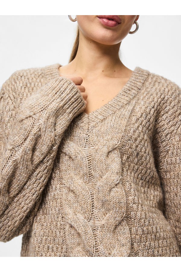 PCNINA LS V-NECK KNIT NOOS BC - ΜΠΕΖ