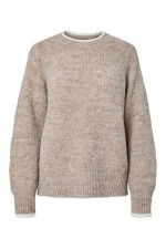 PCIVY LS O-NECK CONTRAST KNIT NOOS BC - ΜΠΕΖ